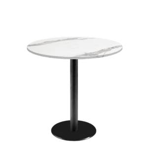 Table de restaurant Rome noire avec plateau rond marbre blanc RestooTab