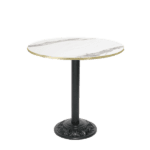 Table de restaurant ronde Versailles marbre blanc chant laiton RestooTab