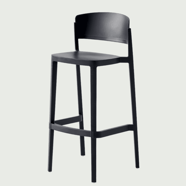 tabouret de terrasse bar restaurant empilable Buddy couleur noire