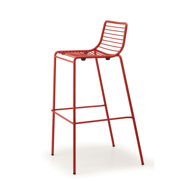 Tabouret terrasse de bar restaurant empilable Summer couleur rouge corail