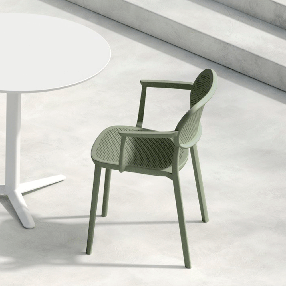 Fauteuil terrasse intérieur et extérieur de restaurant empilable Nuta couleur verte