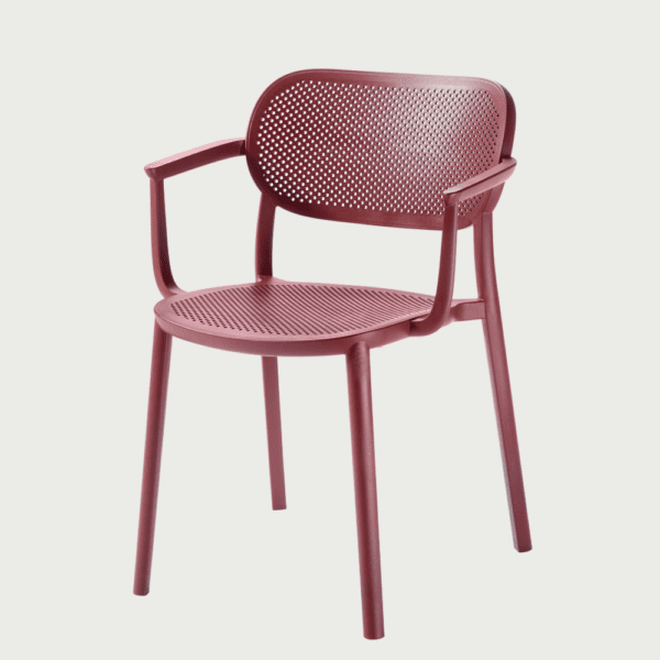 Fauteuil terrasse intérieur et extérieur de restaurant empilable Nuta couleur bordeaux