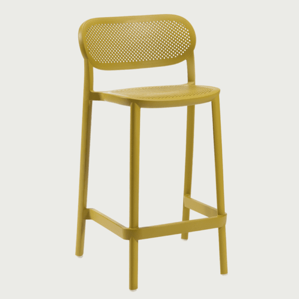 Tabouret terrasse intérieur et extérieur de bar restaurant empilable Nuta couleur jaune