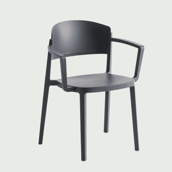 Fauteuil terrasse intérieur et extérieur de restaurant empilable Buddy couleur noir