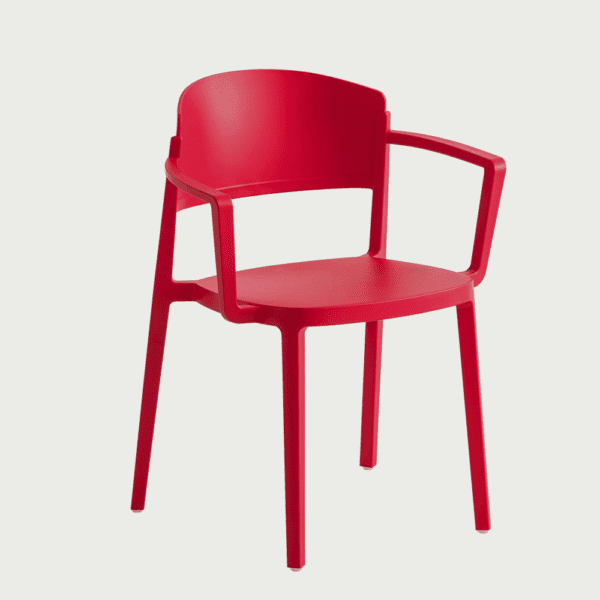 Fauteuil terrasse intérieur et extérieur de restaurant empilable Buddy couleur rouge