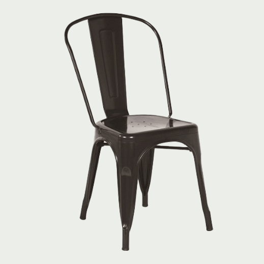 Chaise vintage de restaurant empilable Tolt acier couleur noire