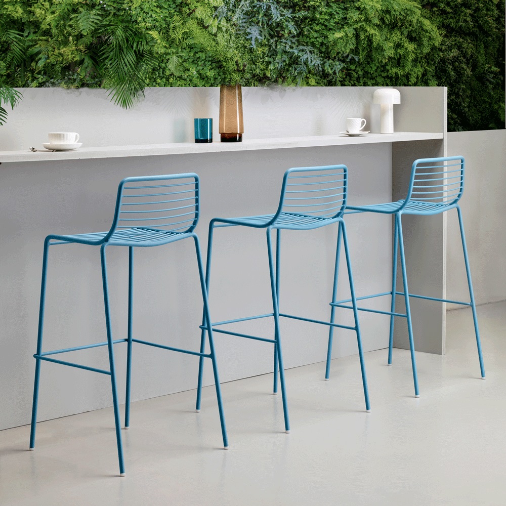 Tabouret terrasse de bar restaurant empilable Summer couleur bleu clair