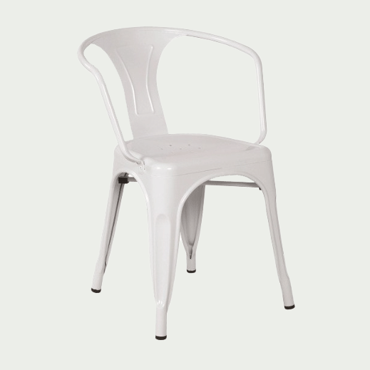 Chaise vintage de restaurant empilable Tolt acier couleur blanche