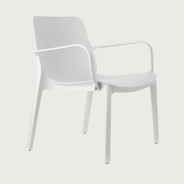 Fauteuil terrasse de restaurant empilable Ginevra couleur blanche avec accoudoirs