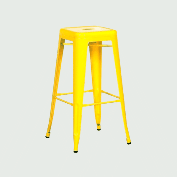 Tabouret de bar restaurant empilable Tolt en acier jaune