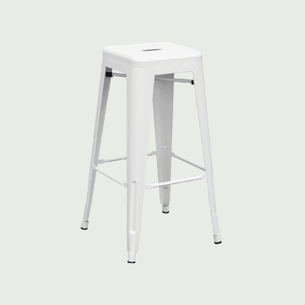 Tabouret de bar restaurant empilable Tolt en acier blanc