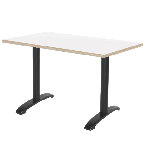 table de restaurant rectangulaire Bazila blanc nordique chants bois