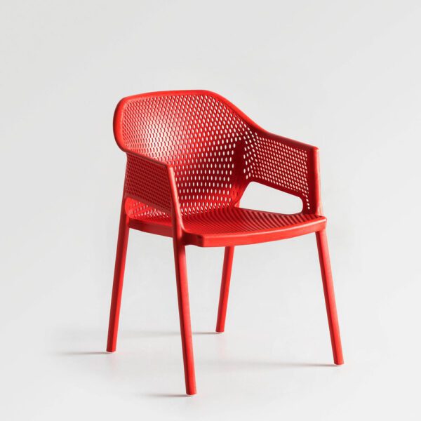 Fauteuil terrasse intérieur et extérieur de restaurant empilable Minush couleur rouge