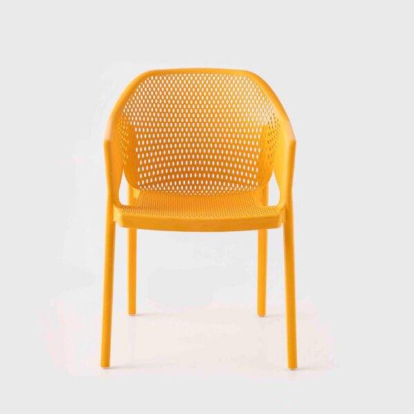 Fauteuil terrasse intérieur et extérieur de restaurant empilable Minush couleur jaune moutarde