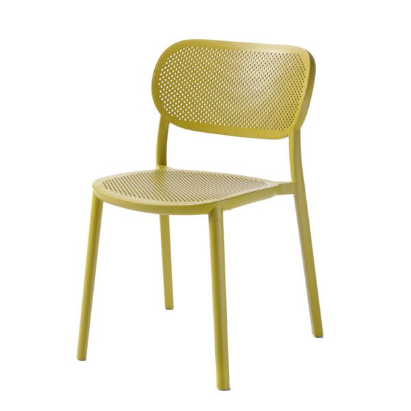 Chaise terrasse intérieur et extérieur de restaurant empilable Nuta couleur jaune moutarde