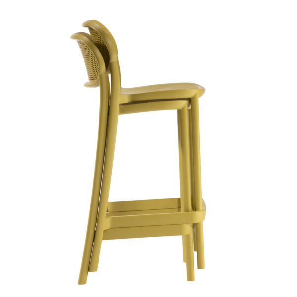 Tabouret terrasse intérieur et extérieur de bar restaurant empilable Nuta couleur jaune