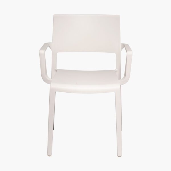 Chaise avec accoudoirs de restaurant intérieur et extérieur Lilibet empilable blanche