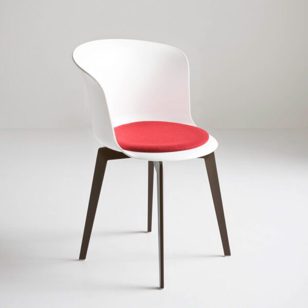 Chaise de restaurant Epica coussin tapissé rouges dossier blanc pieds noir