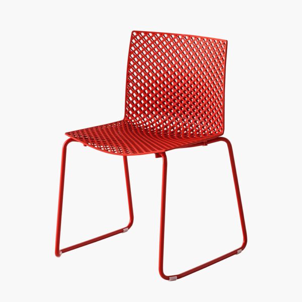 Chaise de restaurant intérieur et extérieur Fuller empilable rouge
