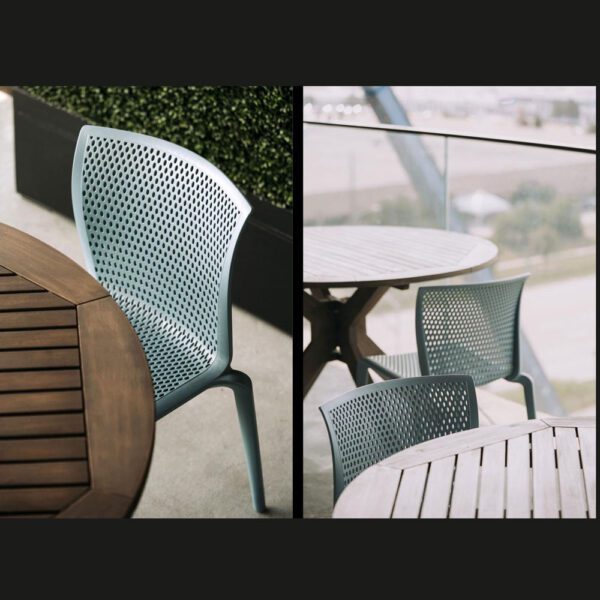 Chaise de restaurant intérieur et extérieur Spyker empilable bleu