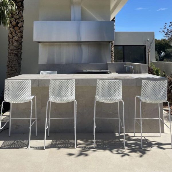 Tabouret de bar restaurant intérieur et extérieur Fuller empilable blanc