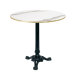 table de restaurant ronde Bistrot marbre blanc chants laiton RestooTab