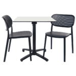 Ensemble table pliable diabolo compact HPL pour terrasse couleur uni blanche chaises Nuta RestooTab