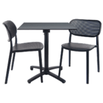 Ensemble table pliable diabolo compact HPL pour terrasse gris foncé anthracite chaises Nuta RestooTab