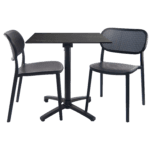 Ensemble table pliable diabolo compact HPL pour terrasse décor marbre élite chaises Nuta RestooTab