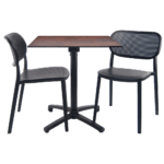 Ensemble table pliable diabolo compact HPL pour terrasse décor oxydé rouille vintage chaises Nuta RestooTab