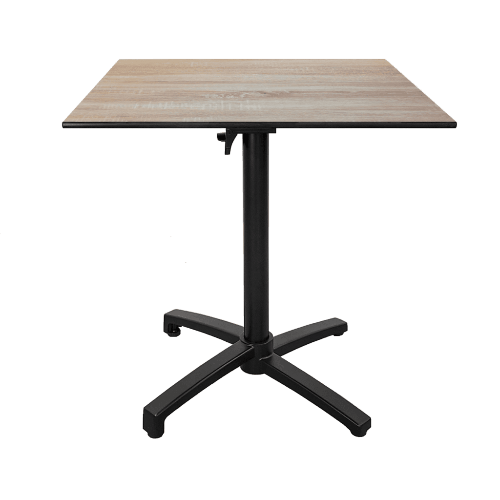 Table pliable terrasse diabolo compact HPL décor bois clair chêne bastide RestooTab