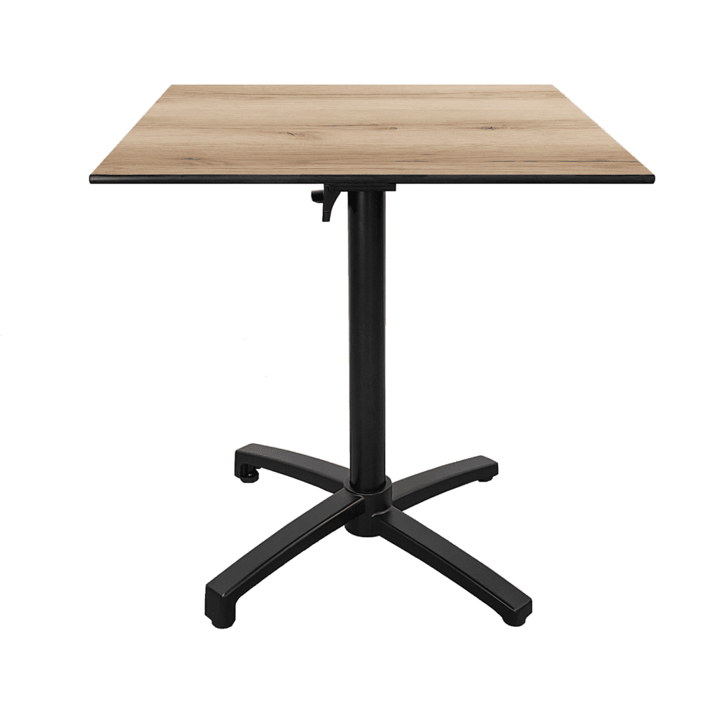 Table pliable terrasse diabolo compact HPL décor bois chêne delano RestooTab