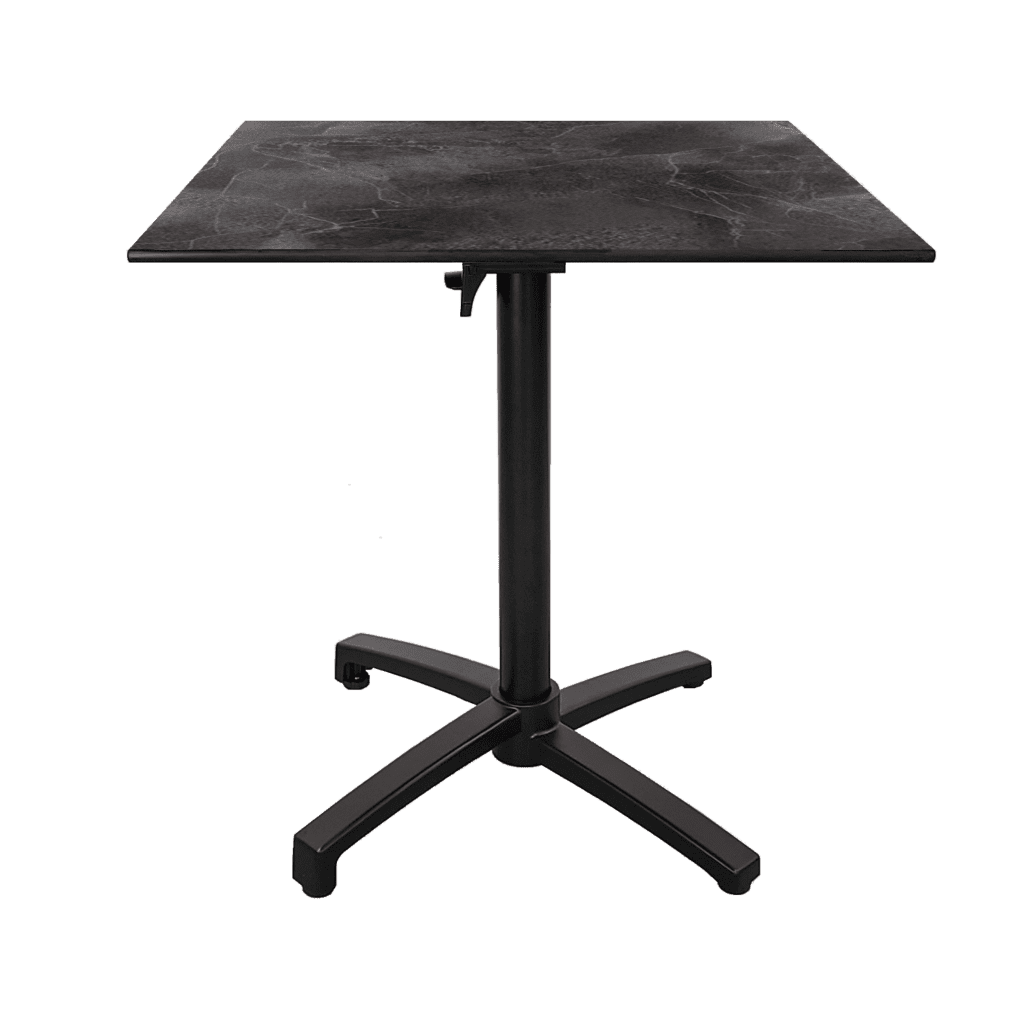 Table pliable terrasse diabolo compact HPL décor pierres sombres cuma RestooTab