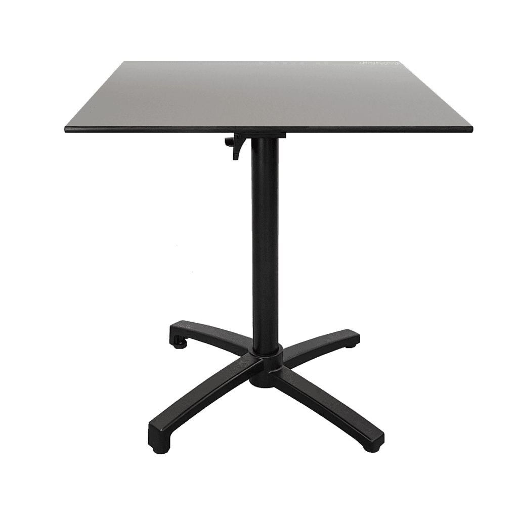 Table pliable terrasse diabolo compact HPL décor gris métallisée RestooTab
