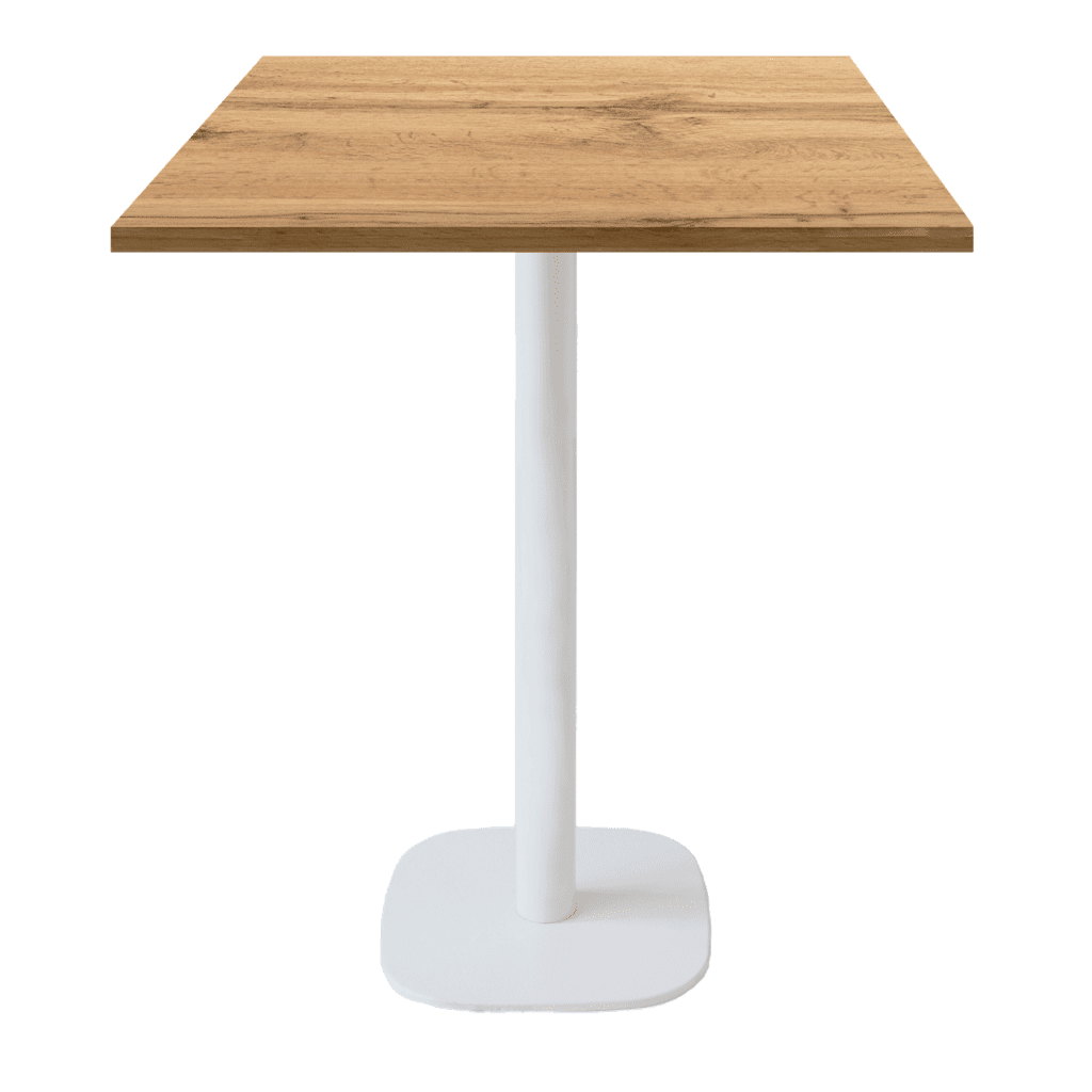 table de restaurant mange debout Round blanc plateau bois chêne armor Restootab