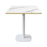 table de restaurant Round marbre blanc chants laiton RestooTab