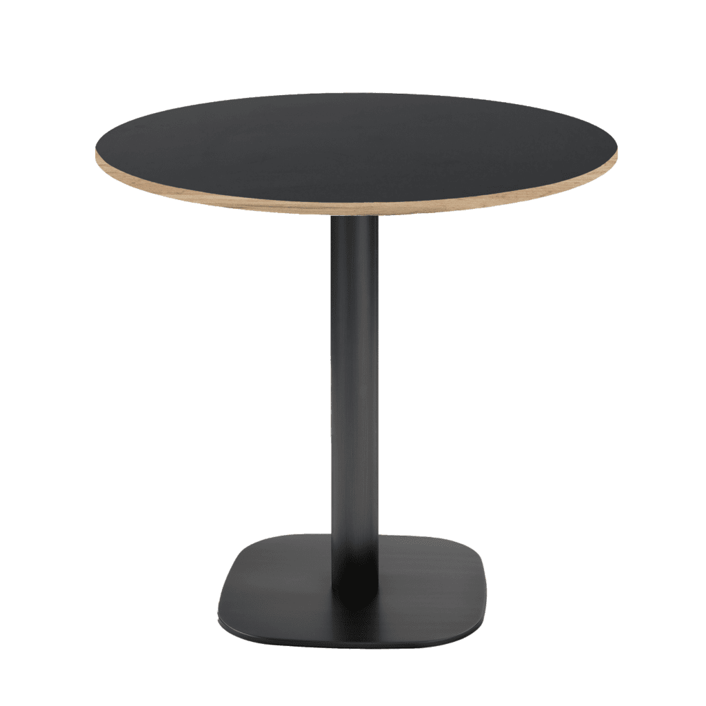 table de restaurant ronde Round nordique couleur uni noire chants bois RestooTab