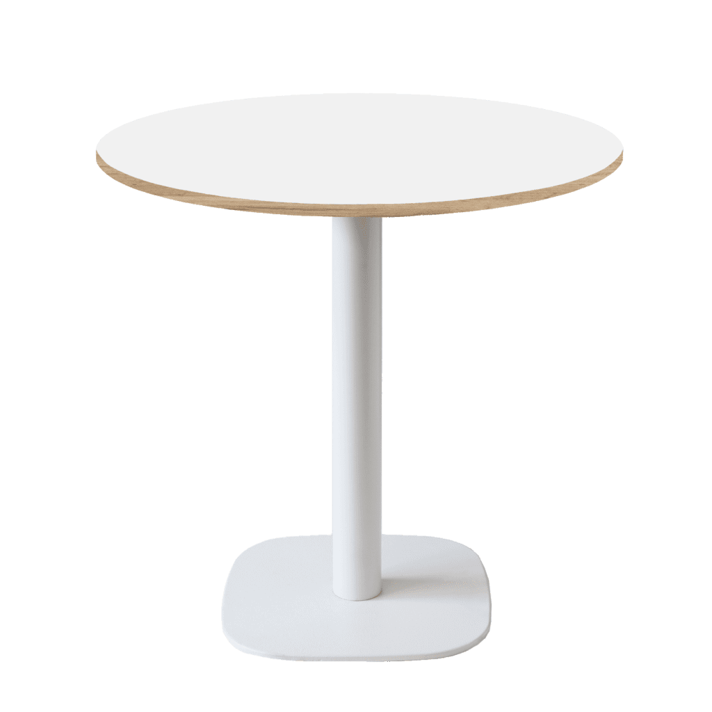 table de restaurant ronde Round nordique couleur uni blanche chants bois RestooTab