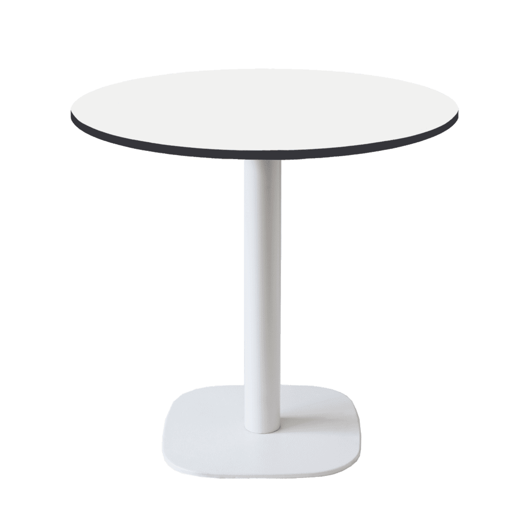 table de restaurant ronde Round nordique couleur uni blanche chants noir RestooTab